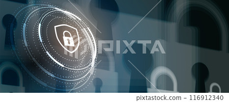 Cyber security and information or network protection. Future cyber technology web services for business and internet project. Vector art. 116912340