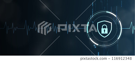 Cyber security and information or network protection. Future cyber technology web services for business and internet project. Vector art. 116912348