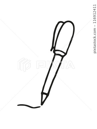 Doodle Pen icon or logo, hand drawn with thin black line 116912411