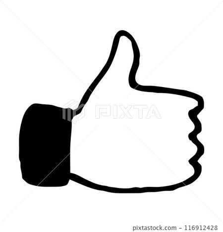 Doodle thumbs up drawn with thin line 116912428