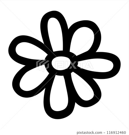 Flower doodle hand drawn with black line isolated on white background 116912460