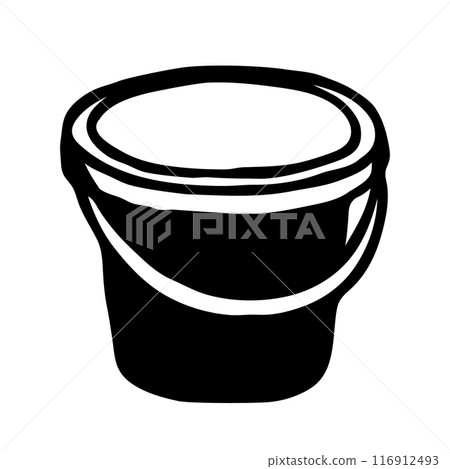 Doodle bucket sketch. Hand drawn tool graphic symbol isolated on white background 116912493