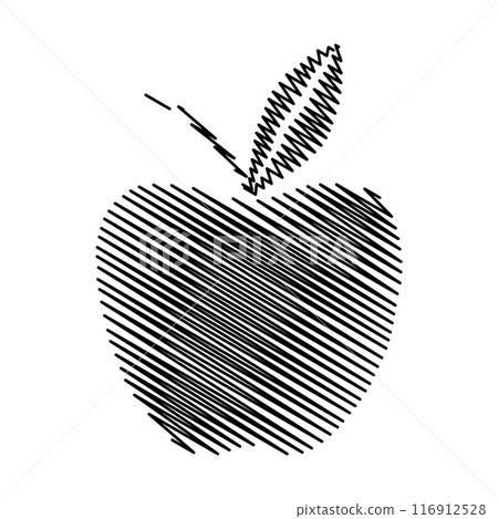 Hand drawn apple doodle. Colored simple outline illustration Hand drawn apple doodle. Colored simple outline illustration 116912528
