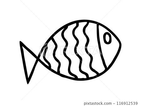 Cute cartoon fish hand drawn in thin line style Cute cartoon fish hand drawn in thin line style 116912539