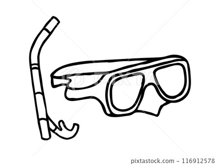 Doodle snorkel and diving mask, simple style maritime icon 116912578
