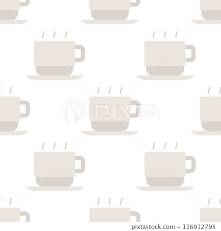 Seamless pattern, coffee cup. Cup of hot cafe coffee or caffeine drink. Seamless pattern, coffee cup. Cup of hot cafe coffee or caffeine drink. 116912795