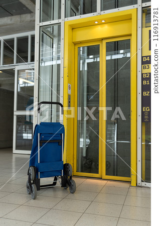 A bag on wheels for grocery shopping. 116913781