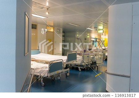 The interior of the corridor in a modern clinic. The interior of the corridor in a modern clinic. 116913817