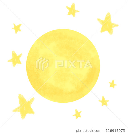 Illustration material of a golden full moon 116913975
