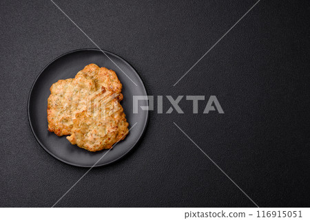 Delicious fried pork or chicken chops breaded with salt and spices Delicious fried pork or chicken chops breaded with salt and spices 116915051