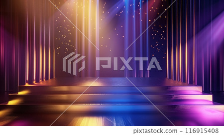 Elegant award night background, golden, blue and purple hues. 116915408