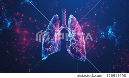 human lungs, medical technology background. 116915698