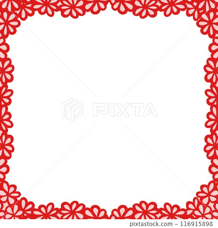 Square doodle floral frame. Wreath with line art flowers Square doodle floral frame. Wreath with line art flowers 116915898