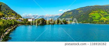 Lake Zell, German: Zeller See, and mountains on the backround. Zell am See, Austrian Alps, Austria. Lake Zell, German: Zeller See, and mountains on the backround. Zell am See, Austrian Alps, Austria. 116916162