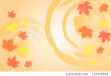 秋天的日式背景，秋葉和銀杏葉 116916608