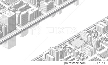 Three-dimensional cityscape seen from above vector illustration 116917141