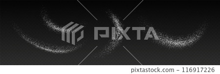 Falling sugar powder, flying salt. White crystals. 116917226
