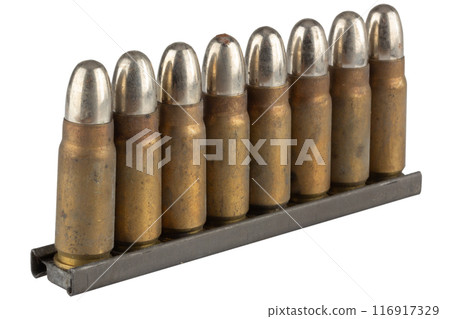 Retro ammunition in a clip. Retro ammunition in a clip. 116917329