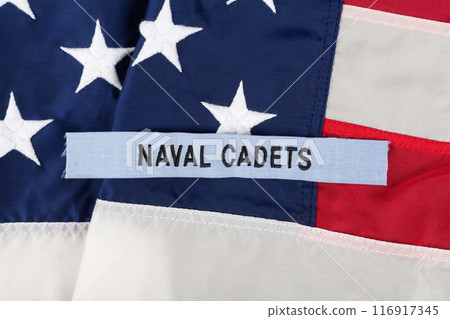 U.S. Naval Cadets Branch Tape on national USA flag 116917345