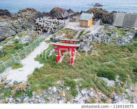 Aerial photography "Aomori Prefecture" Drone photographs the area around Bentenjima in Okuki fishing port, Hachinohe city 116918075
