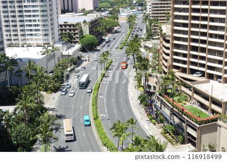 從高層欣賞夏威夷威基基的城市景觀 從高層欣賞夏威夷威基基的城市景觀 116918499