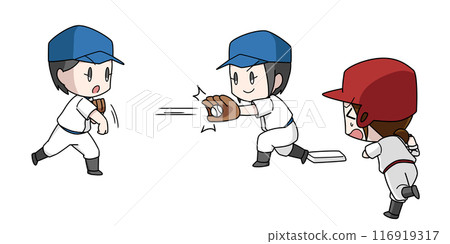 Baseball out illustration - girl Baseball out illustration - girl 116919317