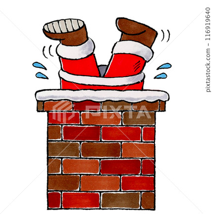 Santa Claus stuck in a chimney 116919640