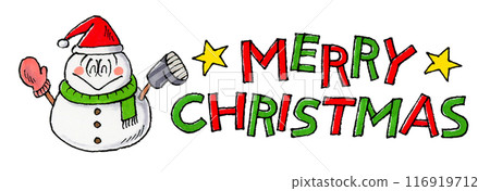 Snowman and Merry Christmas lettering Snowman and Merry Christmas lettering 116919712