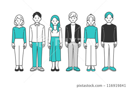 Full body set of young men and women [People vector illustration material] 116919841