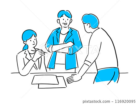 Three men and women having a meeting Three men and women having a meeting 116920095