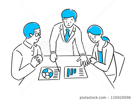 Three men and women having a meeting 116920096