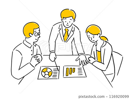 Three men and women having a meeting Three men and women having a meeting 116920099