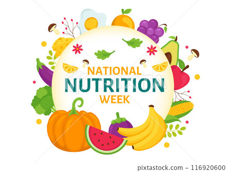 National Nutrition Week Day Vector Illustration on September 7 with Healthy Food and Lifestyle Choice such as Fruits and Vegetables in the Background National Nutrition Week Day Vector Illustration on September 7 with Healthy Food and Lifestyle Choice such as Fruits and Vegetables in the Background 116920600