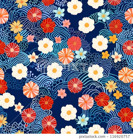Flower and swirl pattern background material 116920757