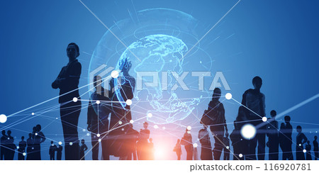 跨國商人和全球網路橫幅和廣告的水平視覺 116920781