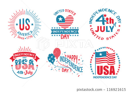 Independence day 4th of july . Set of various america badges and emblems . Vector . 116921615