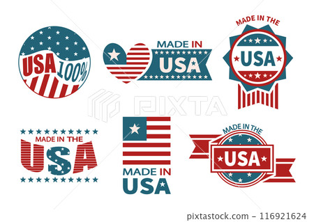 Made in USA . Set of various america badges and emblems . Vector . Made in USA . Set of various america badges and emblems . Vector . 116921624