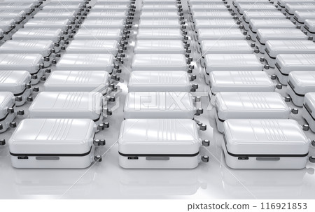 A lot of white luggages in a row A lot of white luggages in a row 116921853