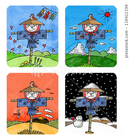 Scarecrow Spring, Summer, Autumn and Winter Set 116922199