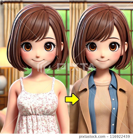 換衣服圖解(女,夏→秋) 換衣服圖解(女,夏→秋) 116922439