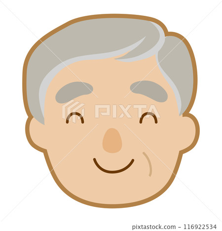 Cute grandfather icon illustration / smiling face with lines 116922534