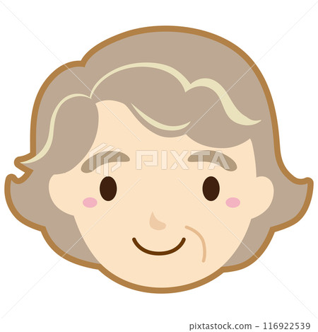 Cute grandmother icon illustration / with face and lines Cute grandmother icon illustration / with face and lines 116922539