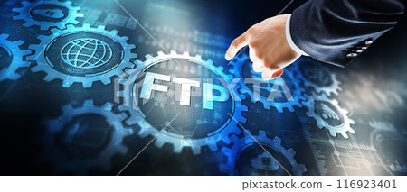 Update 2024 FTP. New File transfer protocol. Internet and communication technology concept 116923401
