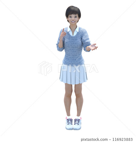 3DCG可愛日本女子解釋解釋姿勢 116923883