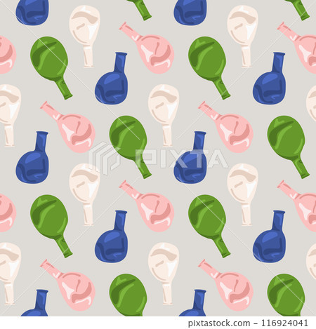 Deflated balloons seamless pattern background for wallpaper, wrapping, packing. Festive decorative elements. Vector illustration 116924041
