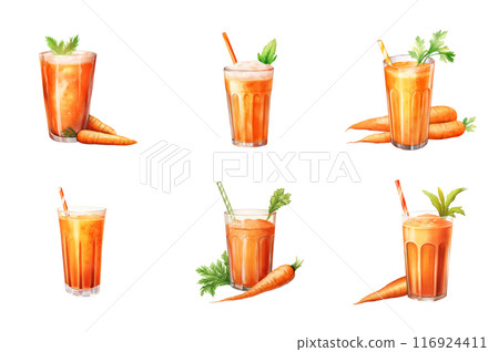 carrot juice Collection Bundle Set Isolated on a Transparent Background 116924411