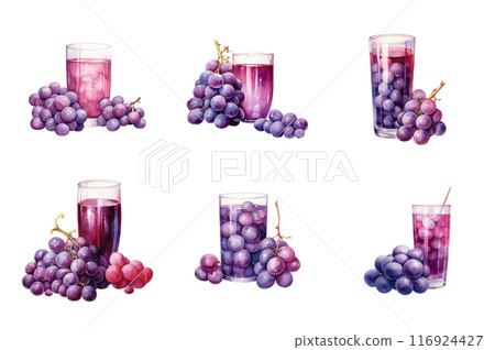 grape juice Collection Bundle Set Isolated on a Transparent Background 116924427