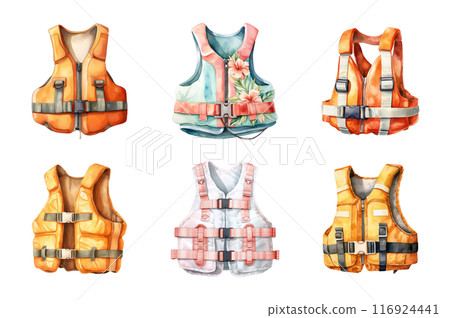 Life Vest Collection Bundle Set Isolated on a Transparent Background 116924441