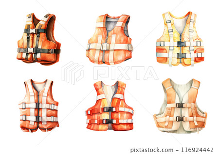 Life Vest Collection Bundle Set Isolated on a Transparent Background 116924442
