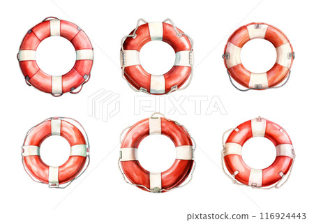 Lifebuoy Collection Bundle Set Isolated on a Transparent Background 116924443